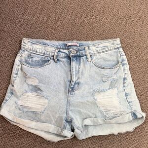 SO Light Wash Ripped Jean Shorts